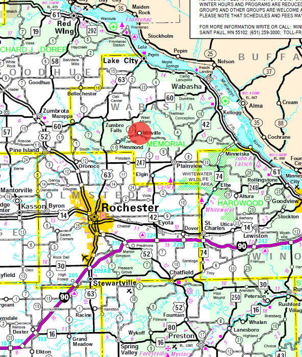 Minnesota State Highway Map of the Millville Minnesota area