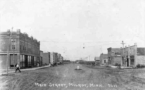 Main Street, Milroy Minnesota, 1921