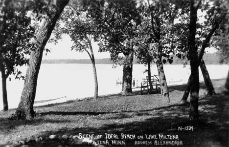 Scene at Ideal Beach on Lake Miltona, Miltona Minnesota, 1925