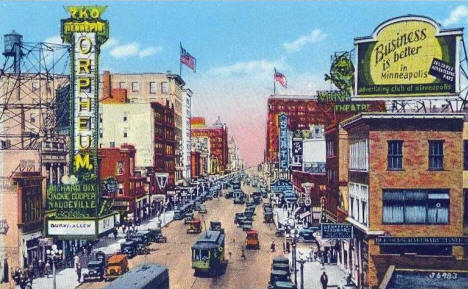 Hennepin Avenue from 10th Street, Minneapolis Minnesota, 1920's