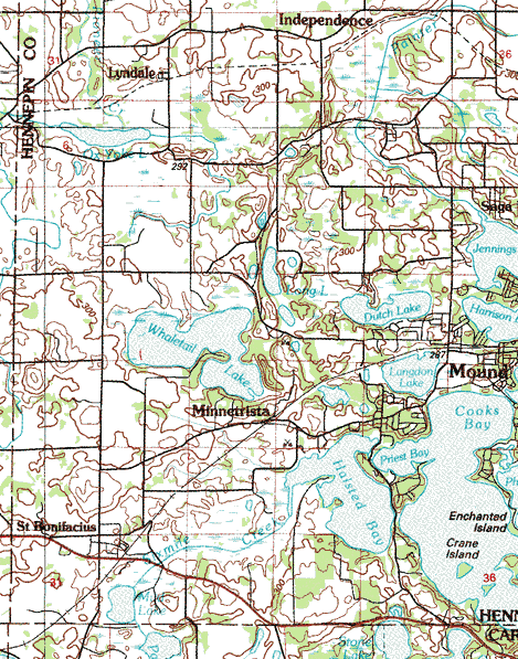 Topographic map of the Minnetrista Minnesota area