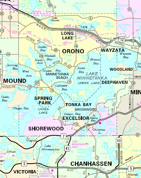 Minnesota State Highway Map of the Minnetonka Beach Minnesota area
