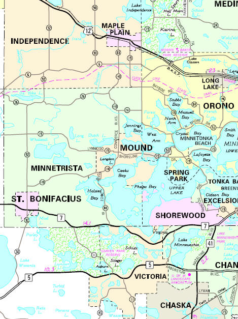 Minnesota State Highway Map of the Minnetrista Minnesota area