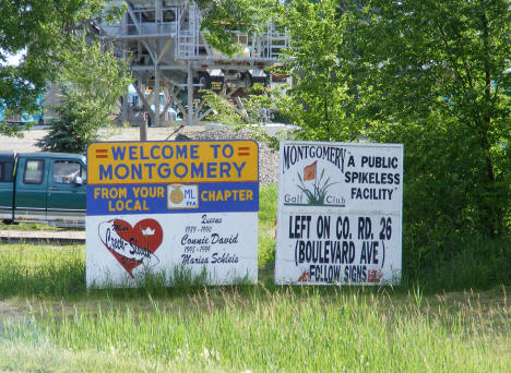 Welcome sign, Montgomery Minnesota, 2010