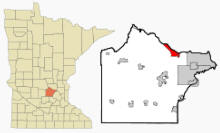 Location of Monticello, Minnesota