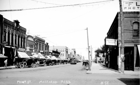 Front Street from 4th Street N., Moorhead Minnesota, 1923