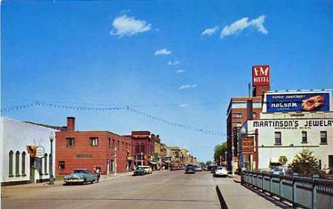 Street scene, Moorhead Minnesota, 1950's