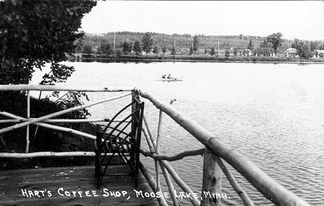View over the water from Hart's Coffee Shop, Moose Lake Minnesota, 1935