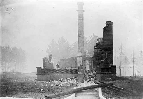 Ruins of hospital after forest fire, Moose Lake Minnesota, 1918