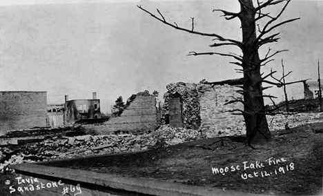 Street view after fire, Moose Lake Minnesota, 1918