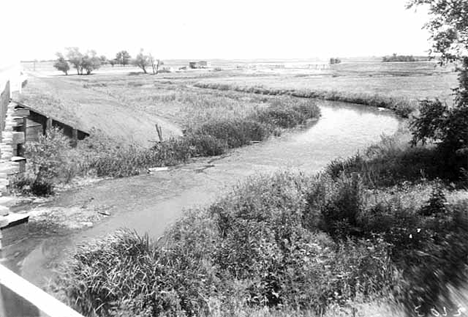View of Pomme de Terre River, where lake will be created near Morris, 1936