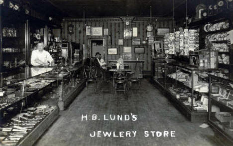 H.B. Lund's Jewelry Store, Morris Minnesota, 1910's
