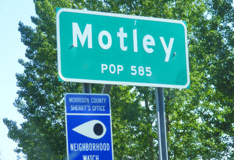 Motley population sign, Motley Minnesota, 2007