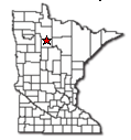Minnesota state map showing the location of Nebish Minnesota