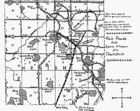Diagram of the Railroad Spurs Known in Nebish Township Minnesota