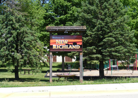 Welcome sign in City Park, New Richland Minnesota, 2010