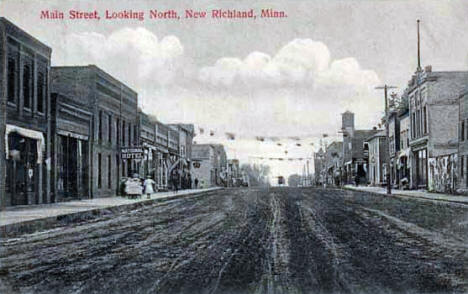 Main Street looking north, New Richland Minnesota, 1909