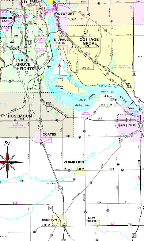 Minnesota State Highway Map of the New Trier Minnesota area