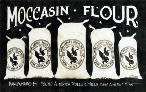 Moccasin Flour, Young America Roller Mills, Young America Minnesota, 1910's