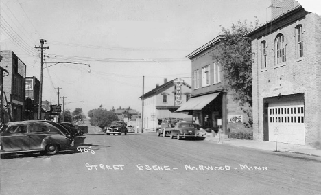 Street scene, Norwood Minnesota, 1950's