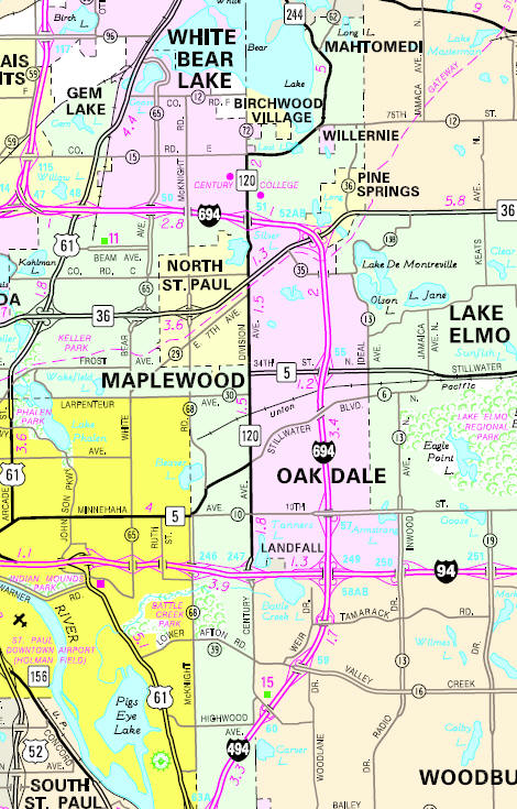 Minnesota State Highway Map of the Oakdale Minnesota area