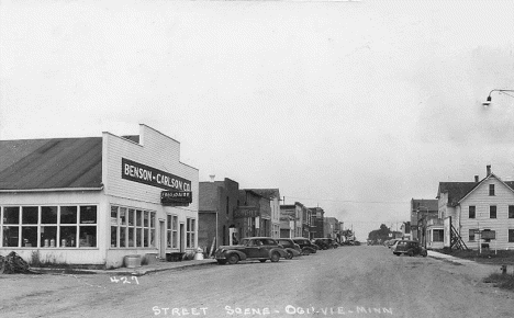 Street scene, Ogilvie Minnesota, 1940's