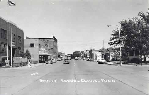 Street scene, Olivia Minnesota, 1960's
