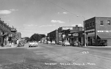 Street scene, Olivia Minnesota, 1950's