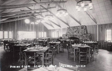 Dining room, Izaty's Lodge, Onamia Minnesota, 1940's