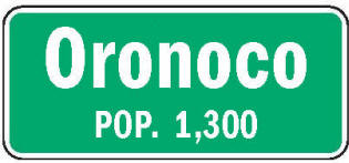 Oronoco Minnesota population sign