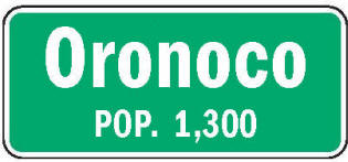 Oronoco Minnesota population sign
