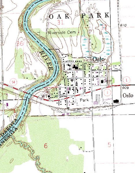 Topographic Map of the Oslo Minnesota area