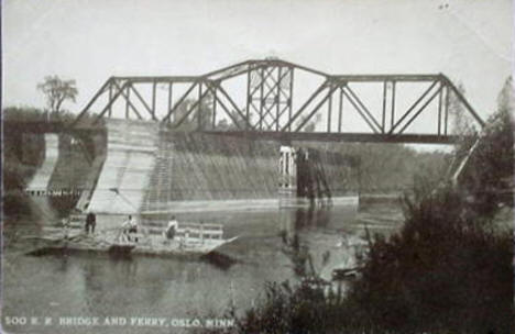 Soo Railroad Bridge and Ferry, Oslo Minnesota, 1910