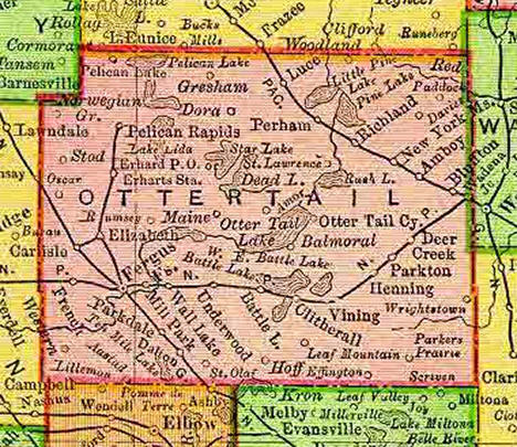 1895 Map of Otter Tail County Minnesota