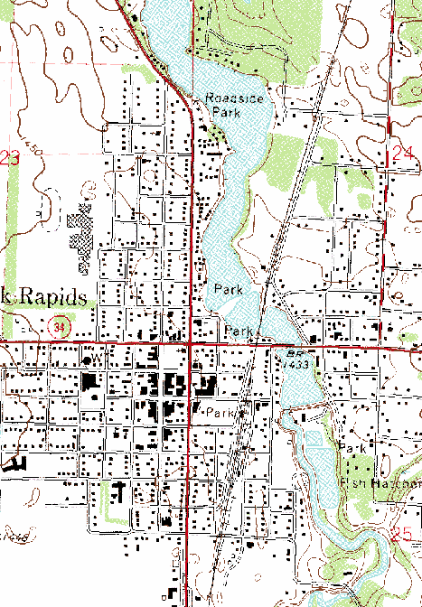 Topographic Map of Park Rapids Minnesota