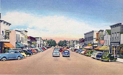 Downtown street scene, Park Rapids Minnesota, 1948