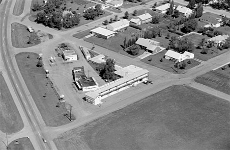 Aerial view, Motel and surrounding area, Paynesville Minnesota, 1969