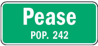 Pease Minnesota population sign