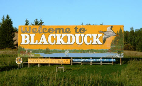 Blackduck Minnesota Welcome Sign on US Highway 71, 2004