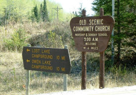 Old Scenic Community Church sign, Bigfork Minnesota