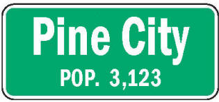 Pine City Minnesota population sign