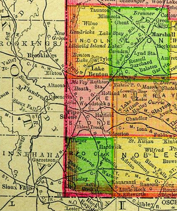1895 Map of Pipestone County Minnesota