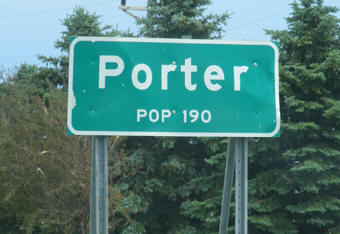 Porter Minnesota population sign