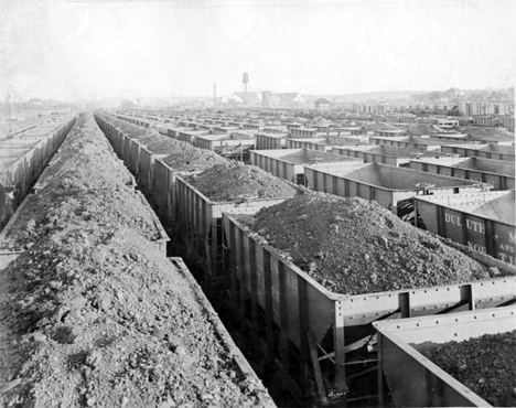 Ore trains in #161 yard at Proctor Minnesota, 1910