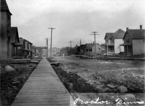 Street scene, Main Street, Proctor Minnesota, 1910?