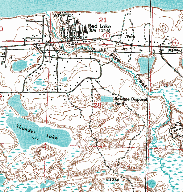 Topographic map of the Red Lake Minnesota area