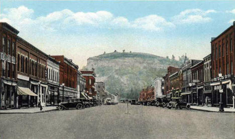 Main Street and Barn Bluff, Red Wing Minnesota, 1930's