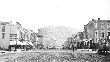 Main Street and Barn Bluff, Red Wing Minnesota, 1875
