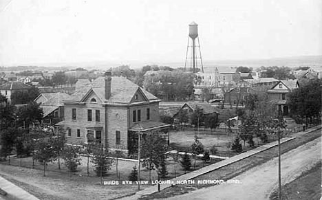 Birds eye view looking north, Richmond Minnesota, 1910