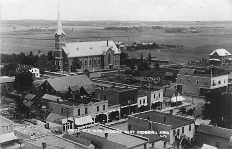 Birds eye view looking east, Richmond Minnesota, 1910